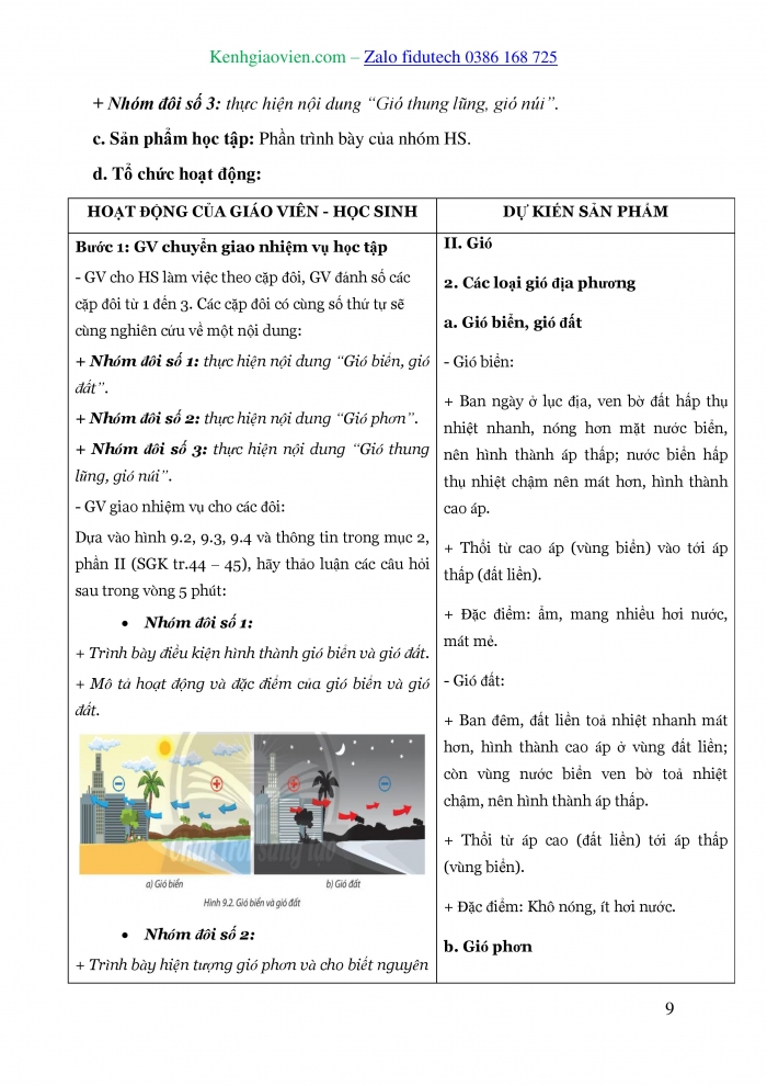 Giáo án và PPT Địa lí 10 chân trời Bài 9: Khí áp và gió