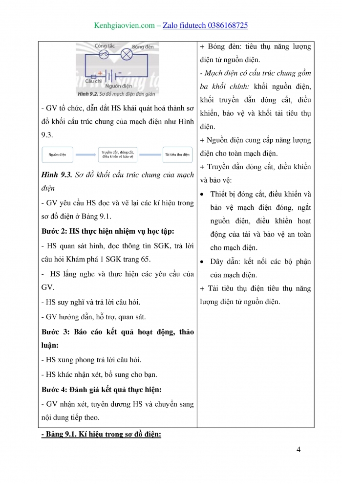 Giáo án và PPT Công nghệ 8 chân trời Bài 9: Mạch điện