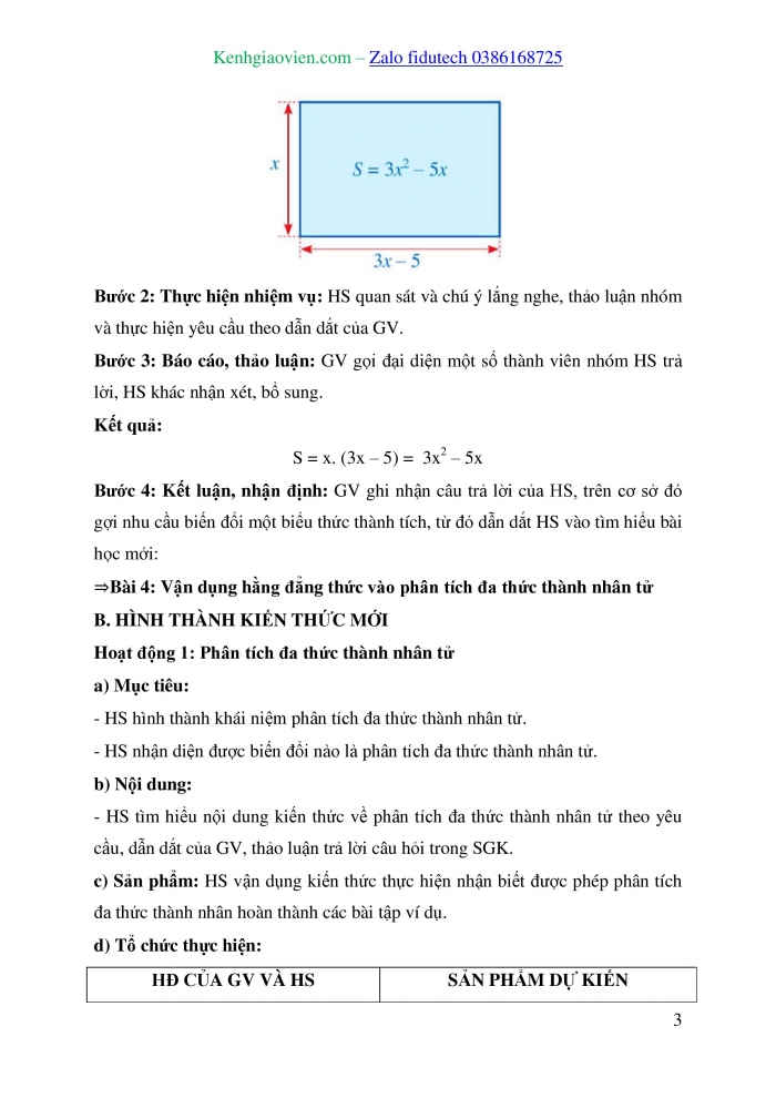 Giáo án và PPT Toán 8 cánh diều Bài 4: Vận dụng hằng đẳng thức vào phân tích đa thức thành nhân tử