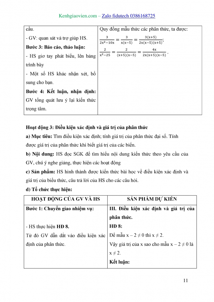 Giáo án và PPT Toán 8 cánh diều Bài 1: Phân thức đại số