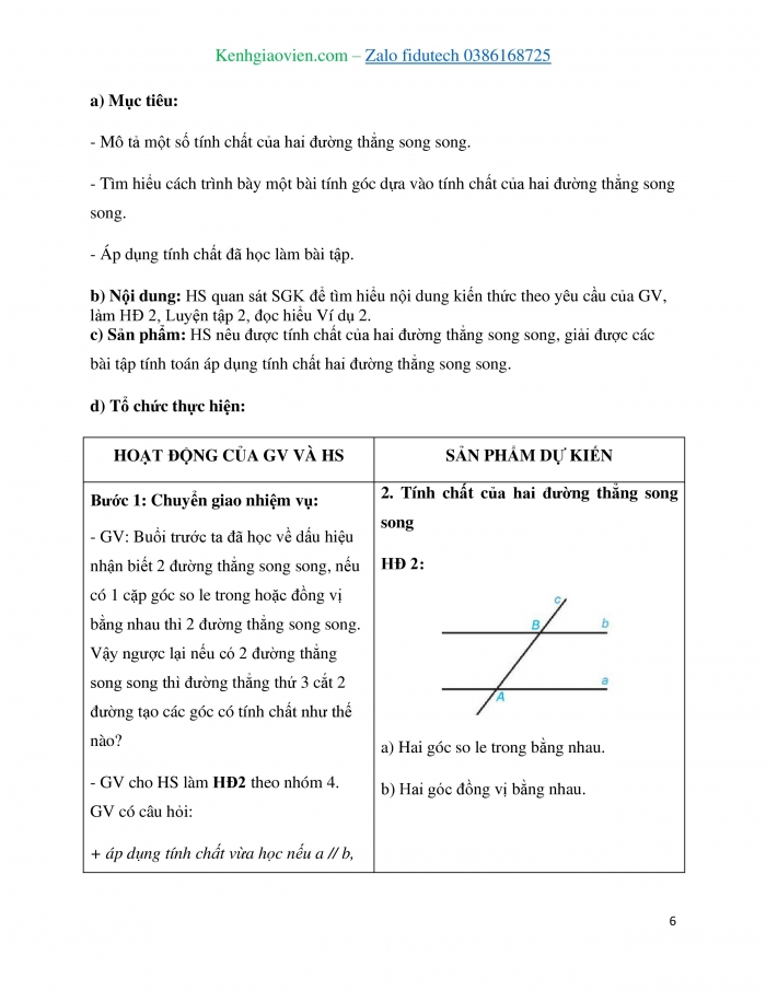 Giáo án và PPT Toán 7 kết nối Bài 10: Tiên đề Euclid. Tính chất của hai đường thẳng song song