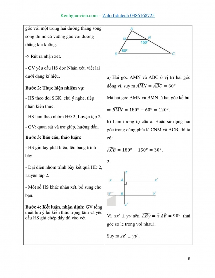 Giáo án và PPT Toán 7 kết nối Bài 10: Tiên đề Euclid. Tính chất của hai đường thẳng song song