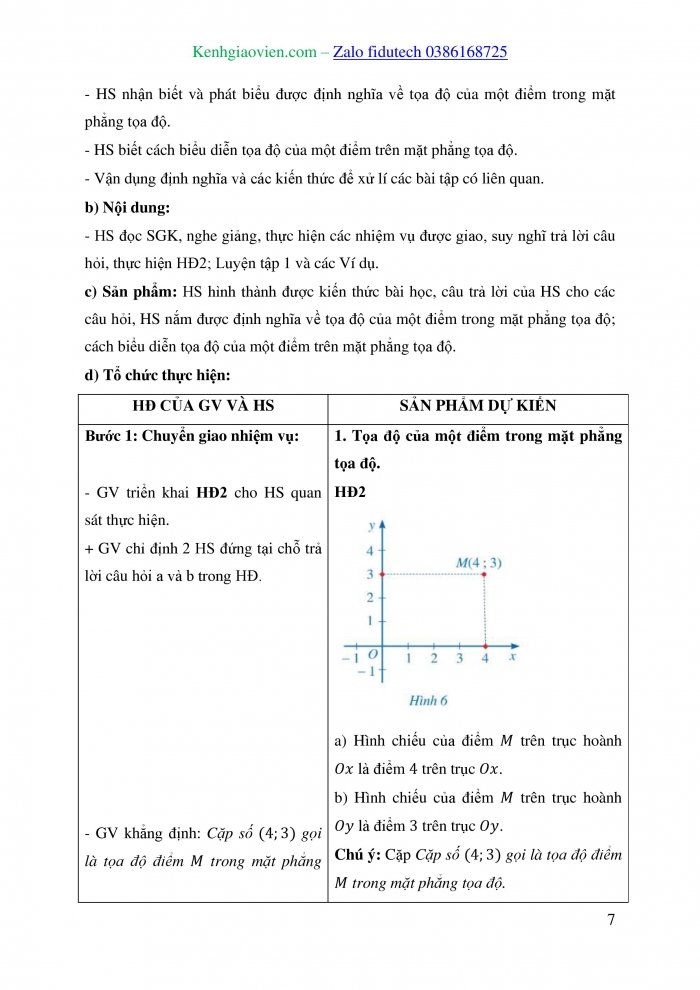 Giáo án và PPT Toán 8 cánh diều Bài 2: Mặt phẳng toạ độ. Đồ thị của hàm số