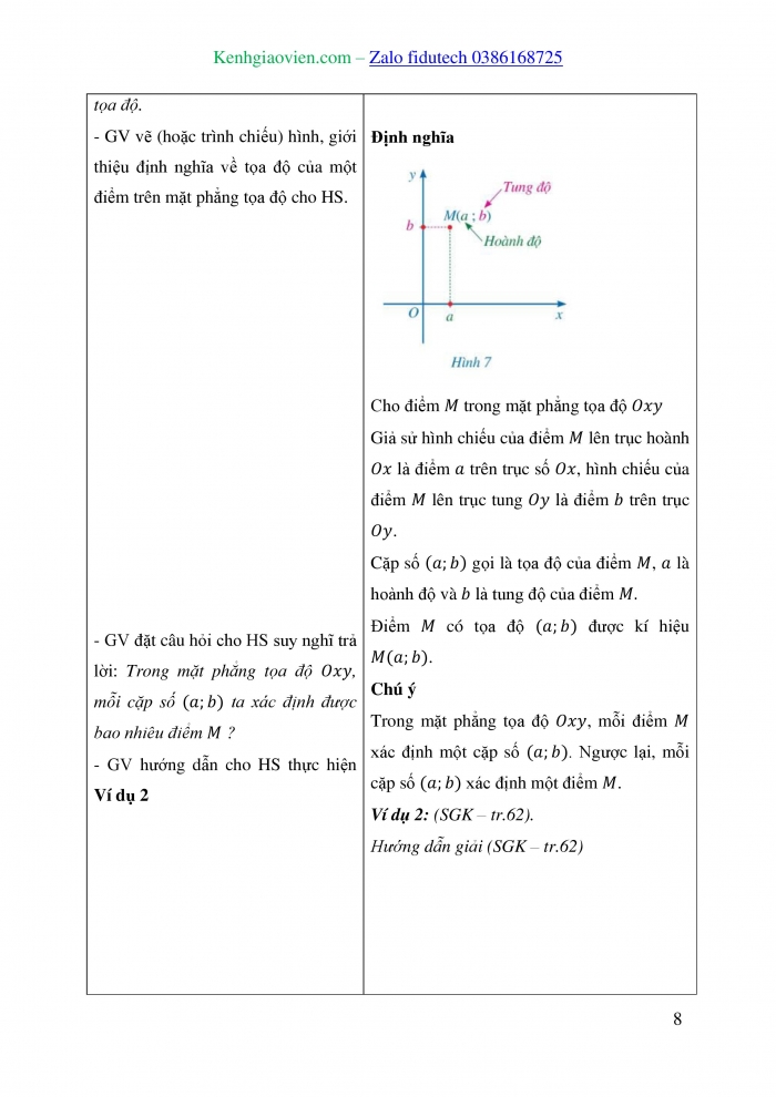 Giáo án và PPT Toán 8 cánh diều Bài 2: Mặt phẳng toạ độ. Đồ thị của hàm số