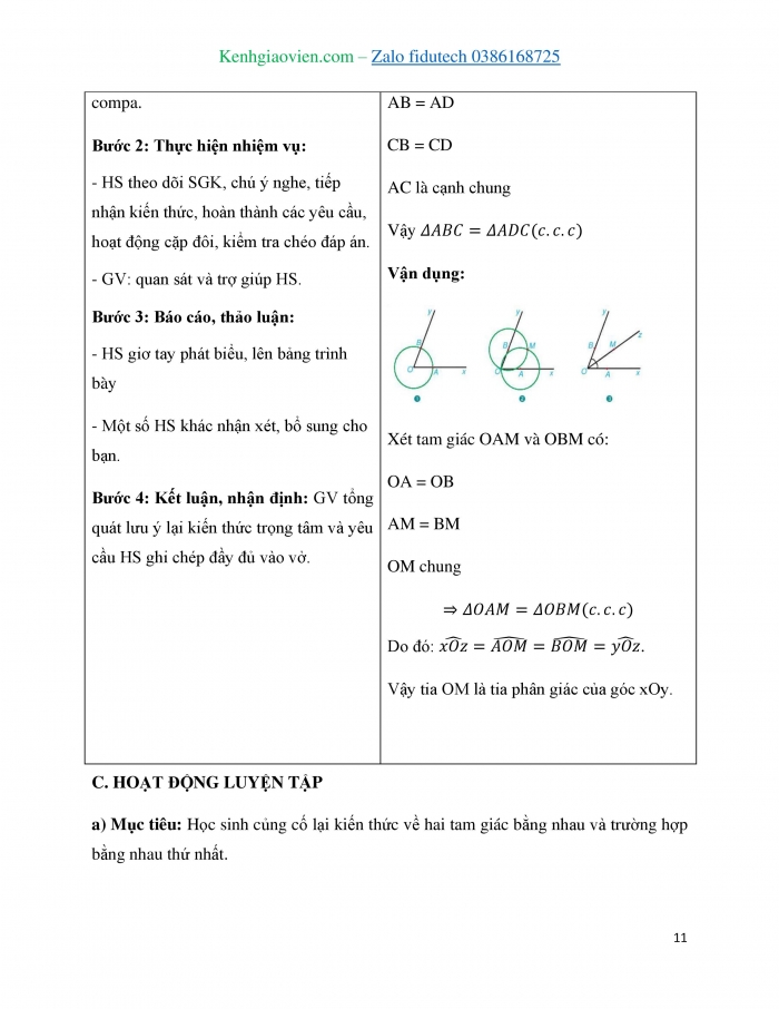 Giáo án và PPT Toán 7 kết nối Bài 13: Hai tam giác bằng nhau. Trường hợp bằng nhau thứ nhất của tam giác