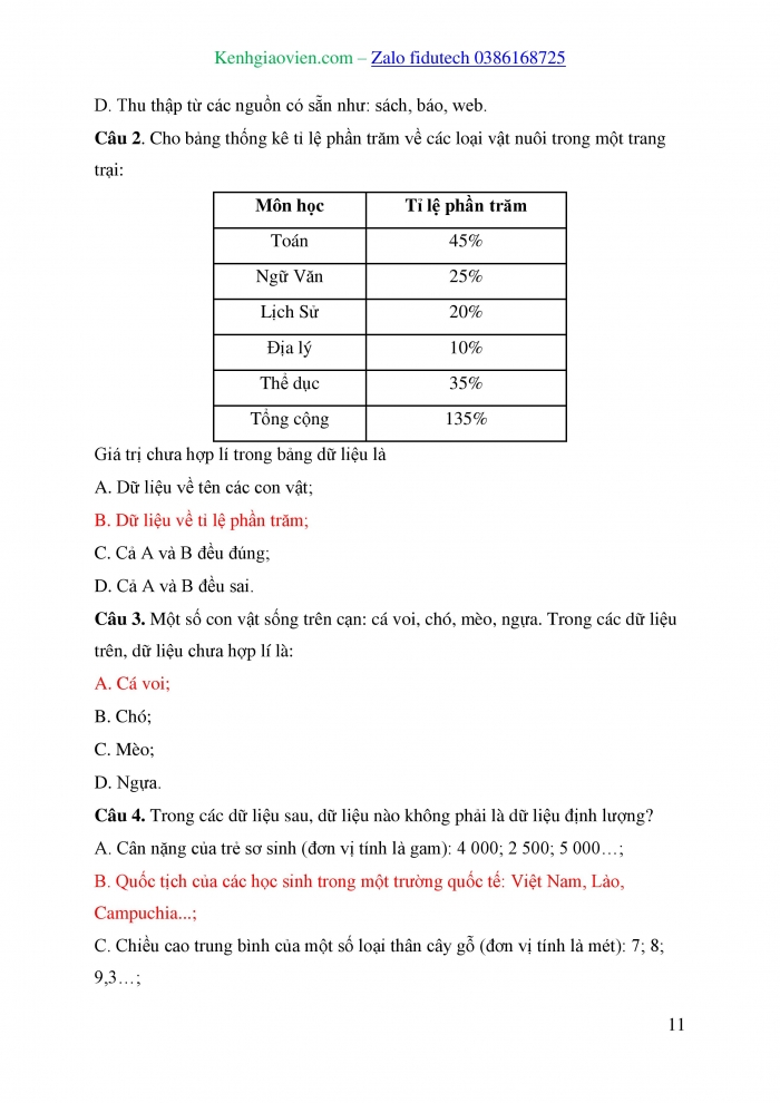 Giáo án và PPT Toán 8 chân trời Bài 1: Thu thập và phân loại dữ liệu