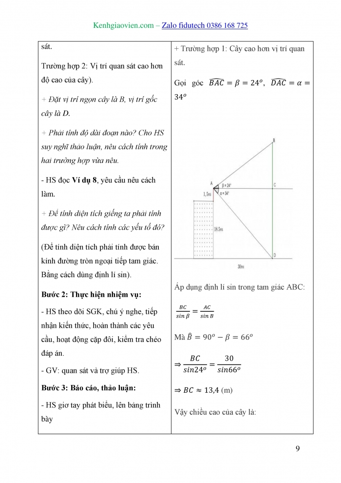 Giáo án và PPT Toán 10 cánh diều Bài 2: Giải tam giác. Tính diện tích tam giác