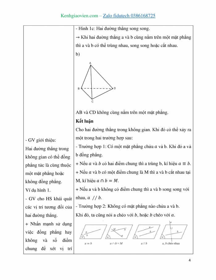 Giáo án và PPT Toán 11 chân trời Bài 2: Hai đường thẳng song song