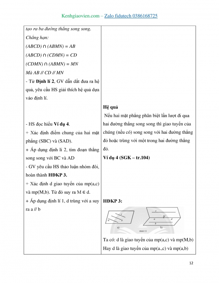 Giáo án và PPT Toán 11 chân trời Bài 2: Hai đường thẳng song song