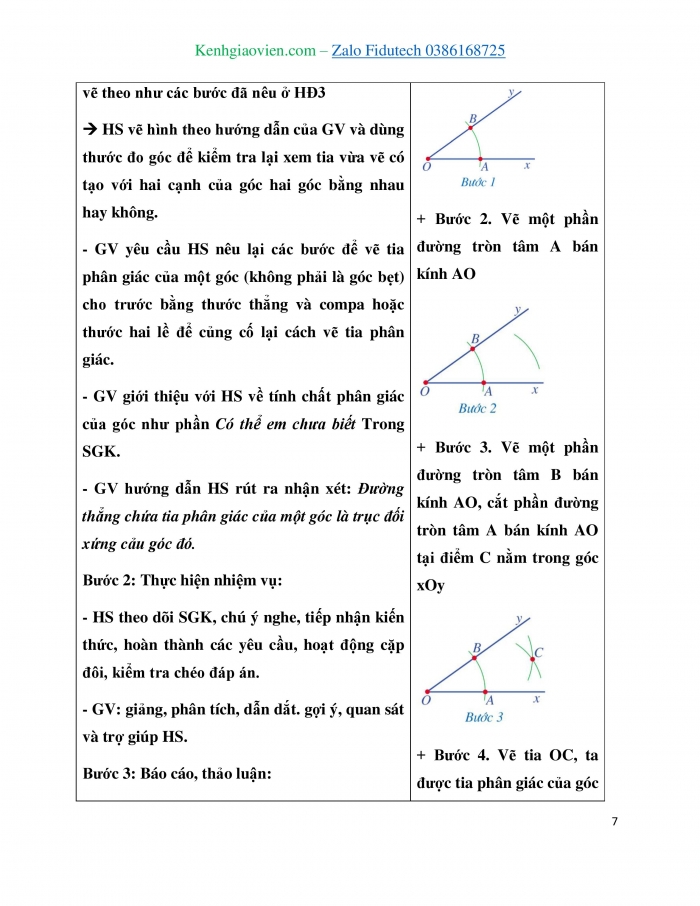 Giáo án và PPT Toán 7 cánh diều Bài 2: Tia phân giác của một góc