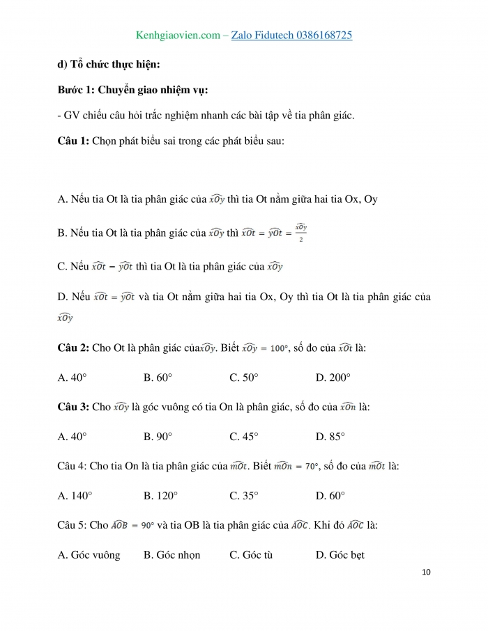 Giáo án và PPT Toán 7 cánh diều Bài 2: Tia phân giác của một góc