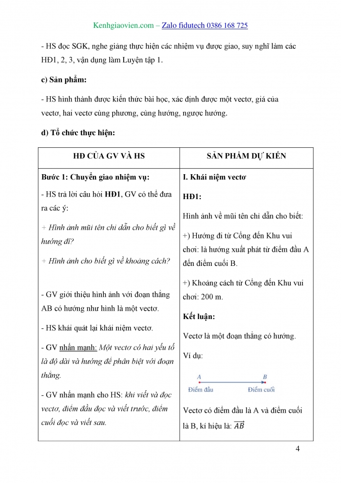 Giáo án và PPT Toán 10 cánh diều Bài 3: Khái niệm vectơ