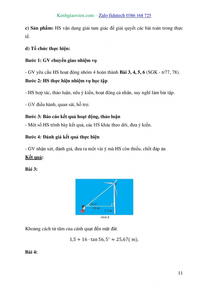 Giáo án và PPT Toán 10 chân trời Bài 3: Giải tam giác và ứng dụng thực tế