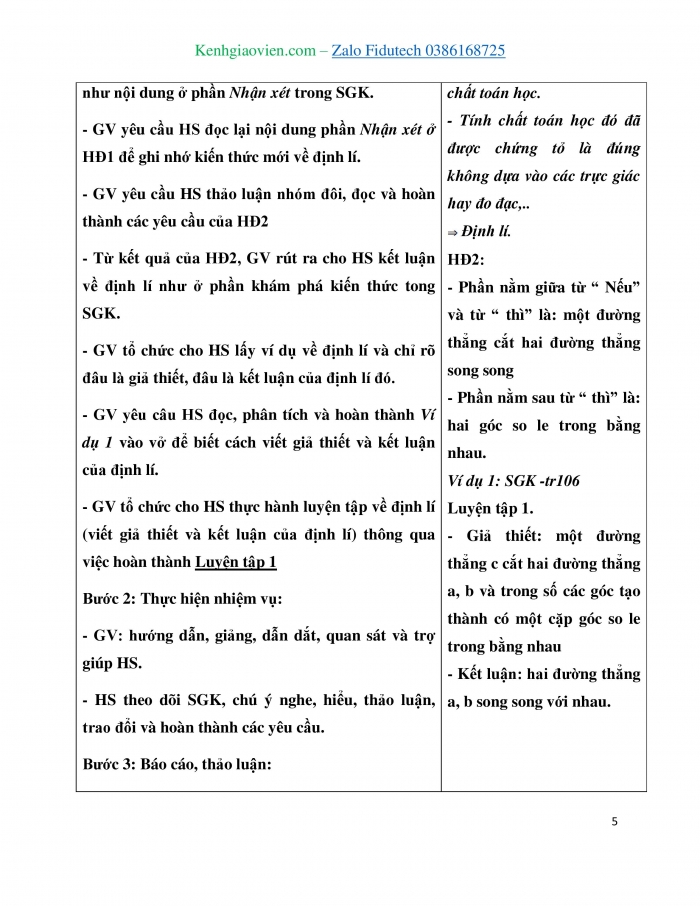 Giáo án và PPT Toán 7 cánh diều Bài 4: Định lí