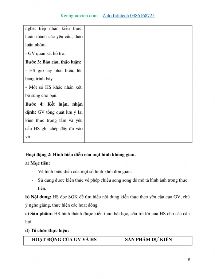 Giáo án và PPT Toán 11 chân trời Bài 5: Phép chiếu song song