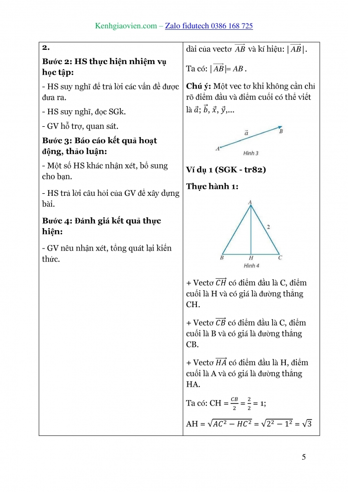 Giáo án và PPT Toán 10 chân trời Bài 1: Khái niệm vectơ