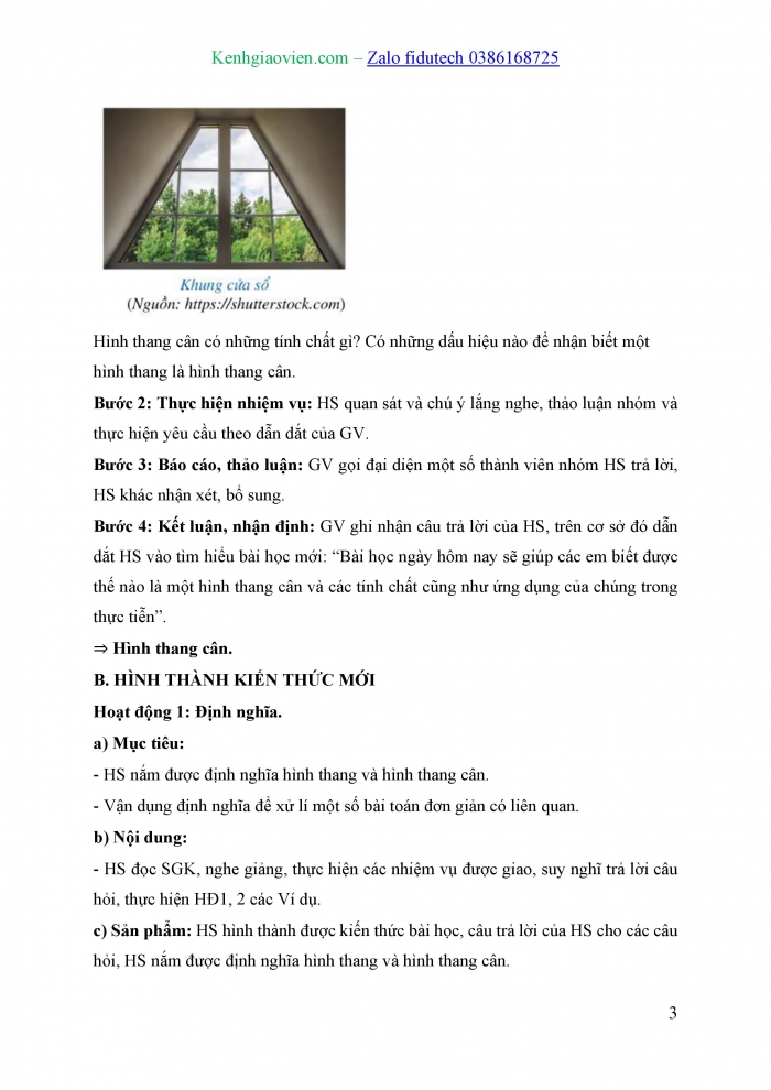 Giáo án và PPT Toán 8 cánh diều Bài 3: Hình thang cân