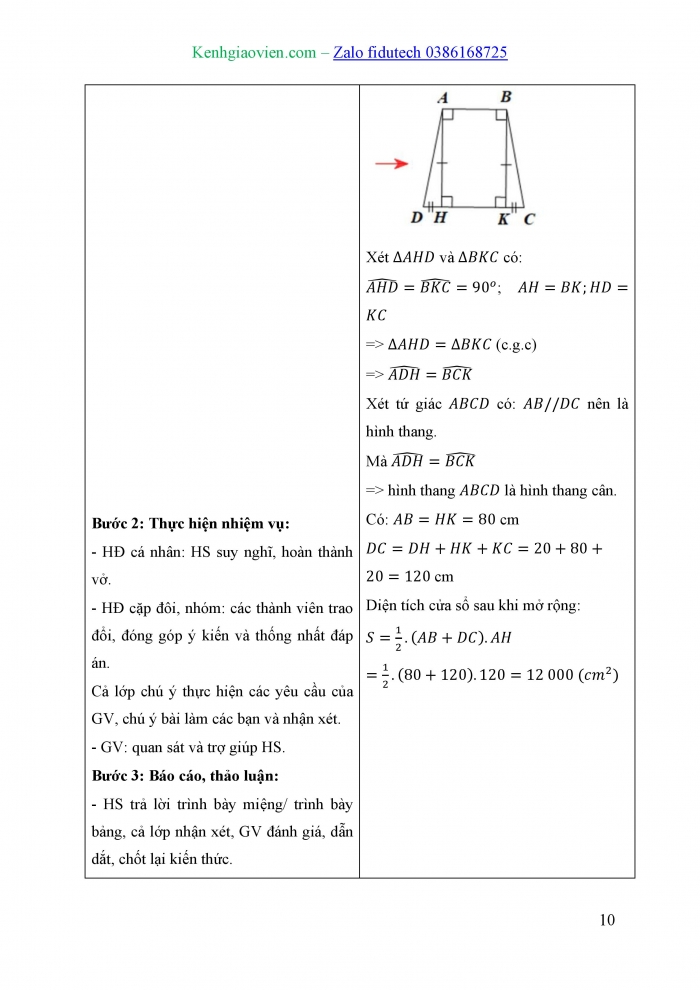 Giáo án và PPT Toán 8 cánh diều Bài 3: Hình thang cân