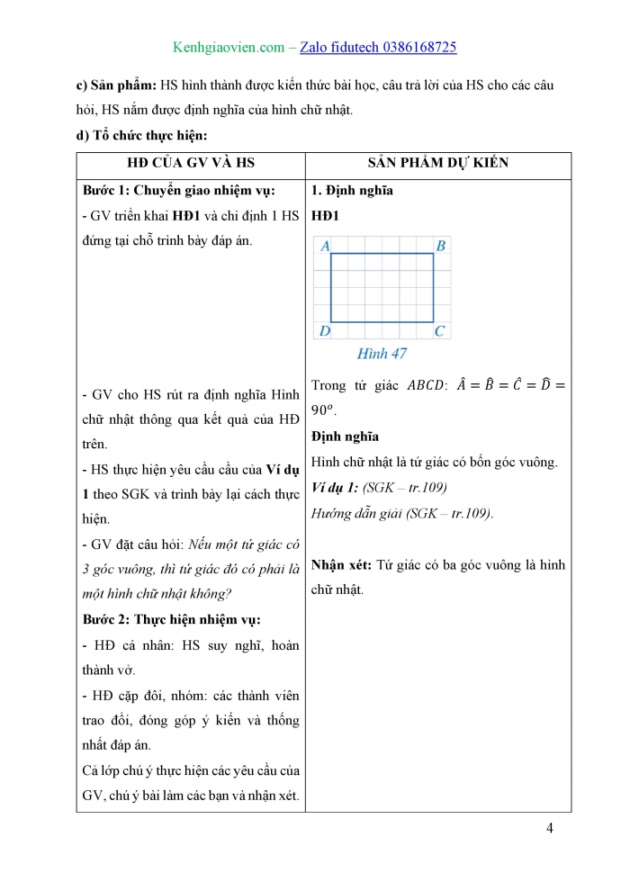 Giáo án và PPT Toán 8 cánh diều Bài 5: Hình chữ nhật