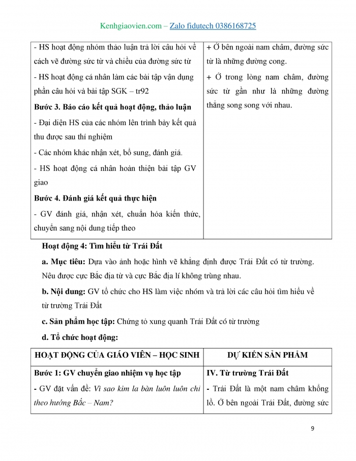 Giáo án và PPT KHTN 7 kết nối Bài 19: Từ trường