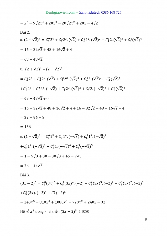 Giáo án và PPT Toán 10 chân trời Bài 3: Nhị thức Newton