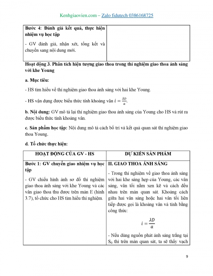 Giáo án và PPT Vật lí 11 cánh diều Bài 3: Giao thoa sóng