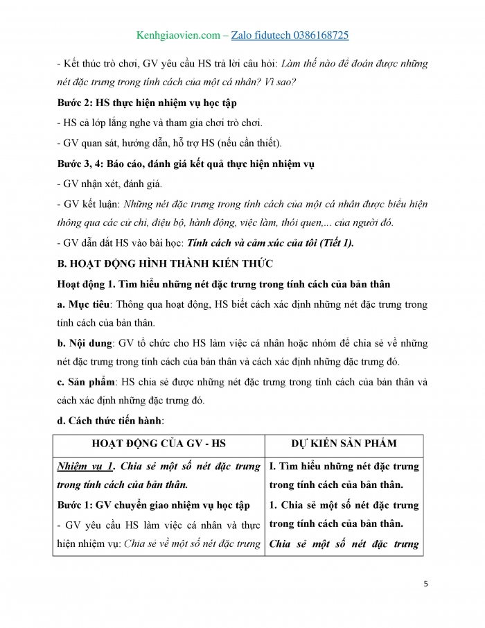 Giáo án và PPT Hoạt động trải nghiệm 8 kết nối Chủ đề 2 Khám phá bản thân - Tính cách và cảm xúc của tôi (1)