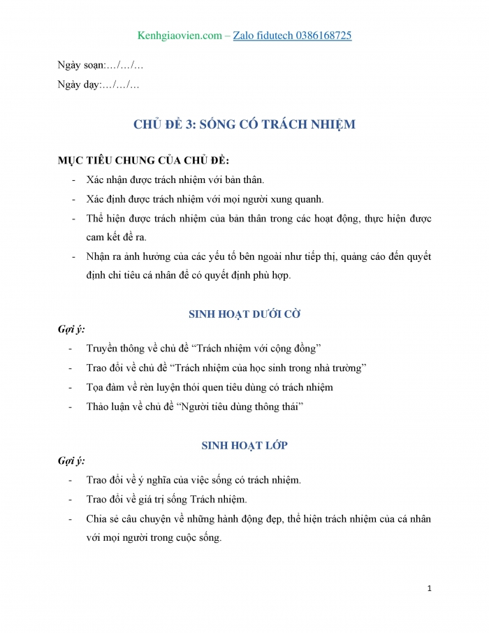 Giáo án và PPT Hoạt động trải nghiệm 8 cánh diều Chủ đề 3 Sống có trách nhiệm - Trách nhiệm với bản thân và mọi người xung quanh