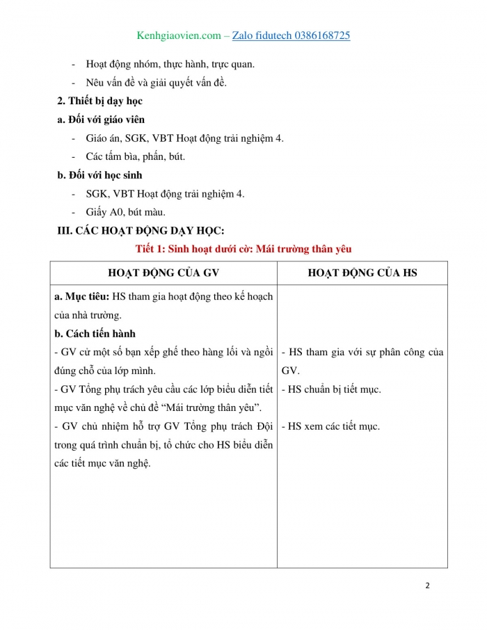 Giáo án và PPT Hoạt động trải nghiệm 4 kết nối Chủ đề Yêu trường, mến lớp - Tuần 10