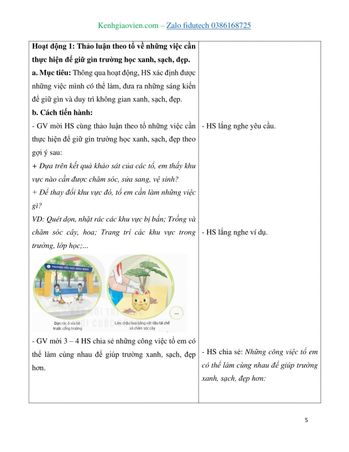 Giáo án và PPT Hoạt động trải nghiệm 4 kết nối Chủ đề Yêu trường, mến lớp - Tuần 10