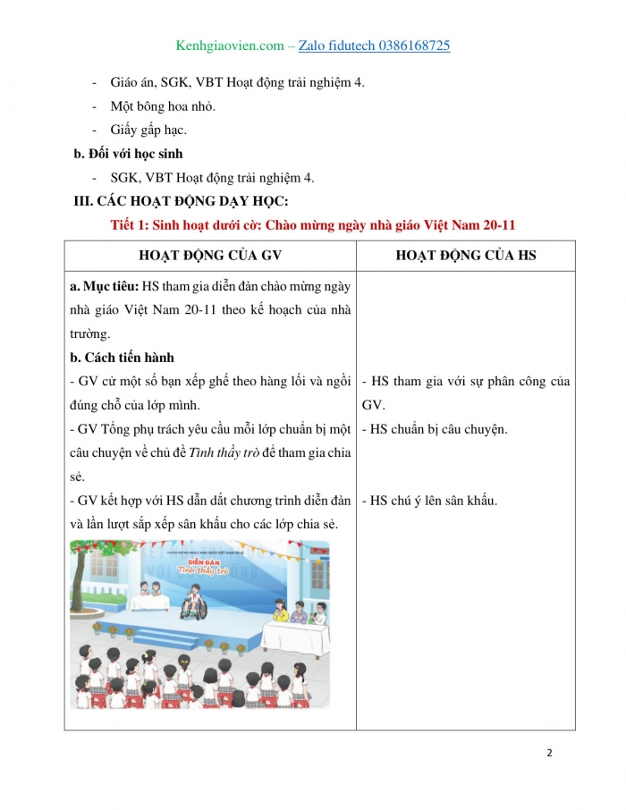 Giáo án và PPT Hoạt động trải nghiệm 4 kết nối Chủ đề Yêu trường, mến lớp - Tuần 12