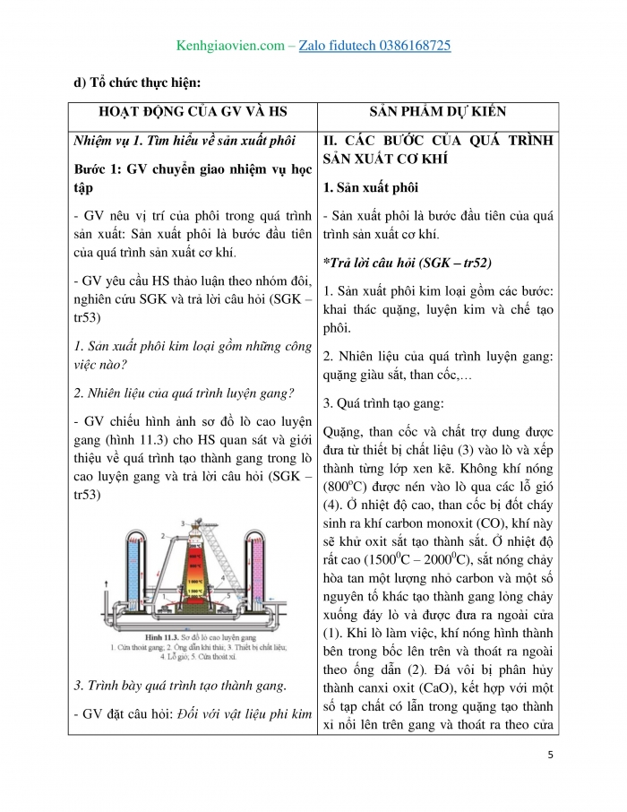 Giáo án và PPT Công nghệ cơ khí 11 cánh diều Bài 11: Quá trình sản xuất cơ khí