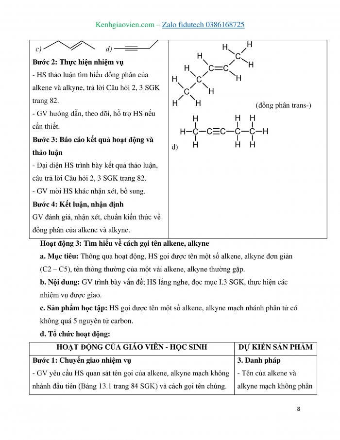 Giáo án và PPT Hoá học 11 cánh diều Bài 13: Hydrocarbon không no