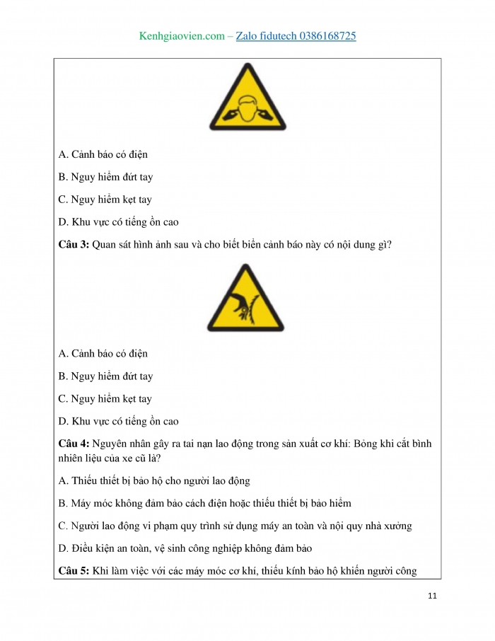 Giáo án và PPT Công nghệ cơ khí 11 cánh diều Bài 14: An toàn lao động và bảo vệ môi trường trong sản xuất cơ khí