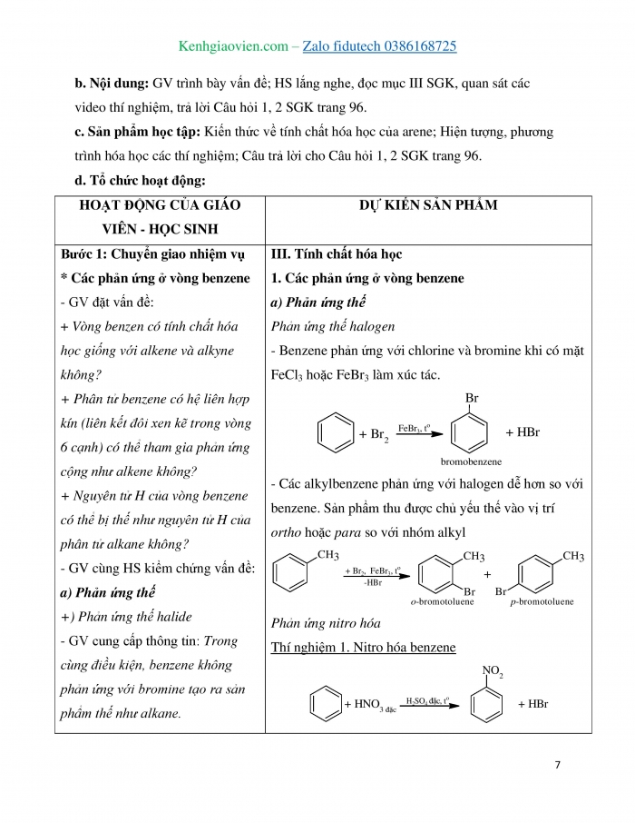 Giáo án và PPT Hoá học 11 cánh diều Bài 14: Arene (Hydrocarbon thơm)