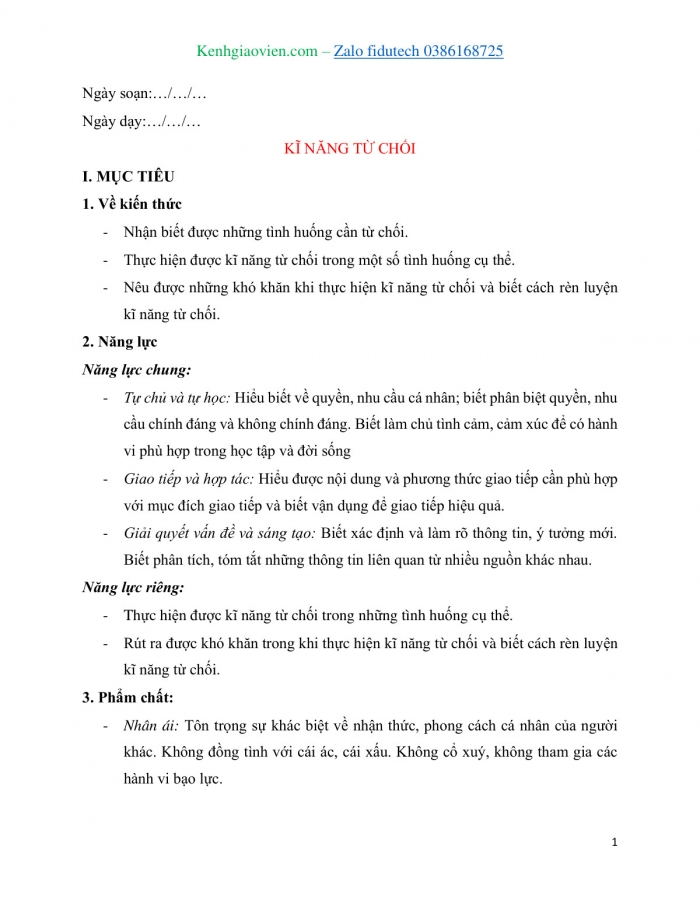 Giáo án và PPT Hoạt động trải nghiệm 8 cánh diều Chủ đề 4 Làm chủ bản thân - Kĩ năng từ chối