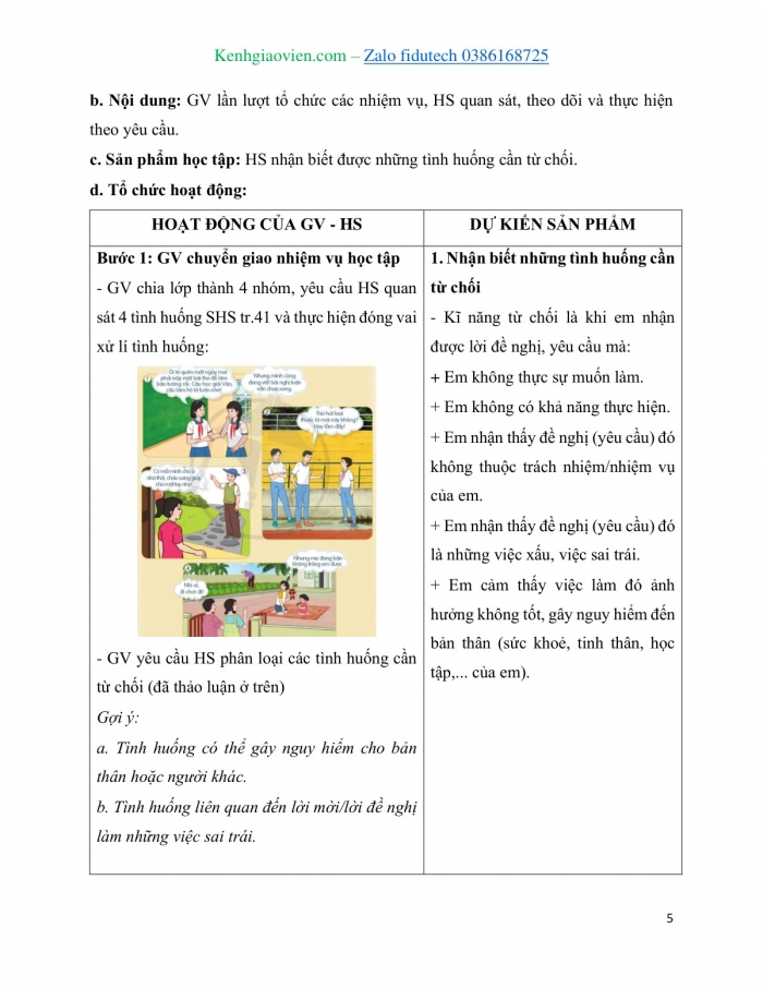 Giáo án và PPT Hoạt động trải nghiệm 8 cánh diều Chủ đề 4 Làm chủ bản thân - Kĩ năng từ chối