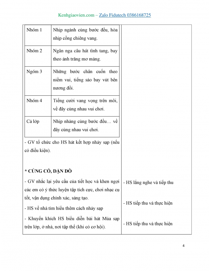 Giáo án và PPT Âm nhạc 3 cánh diều Tiết 16: Nhạc cụ, Vận dụng Trình bày bài hát Múa sạp theo cách hát nối tiếp