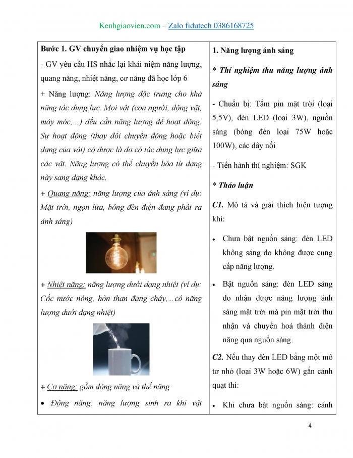 Giáo án và PPT KHTN 7 chân trời Bài 15: Ánh sáng, tia sáng