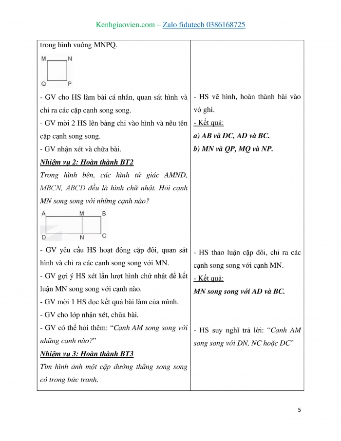 Giáo án và PPT Toán 4 kết nối Bài 29: Hai đường thẳng song song