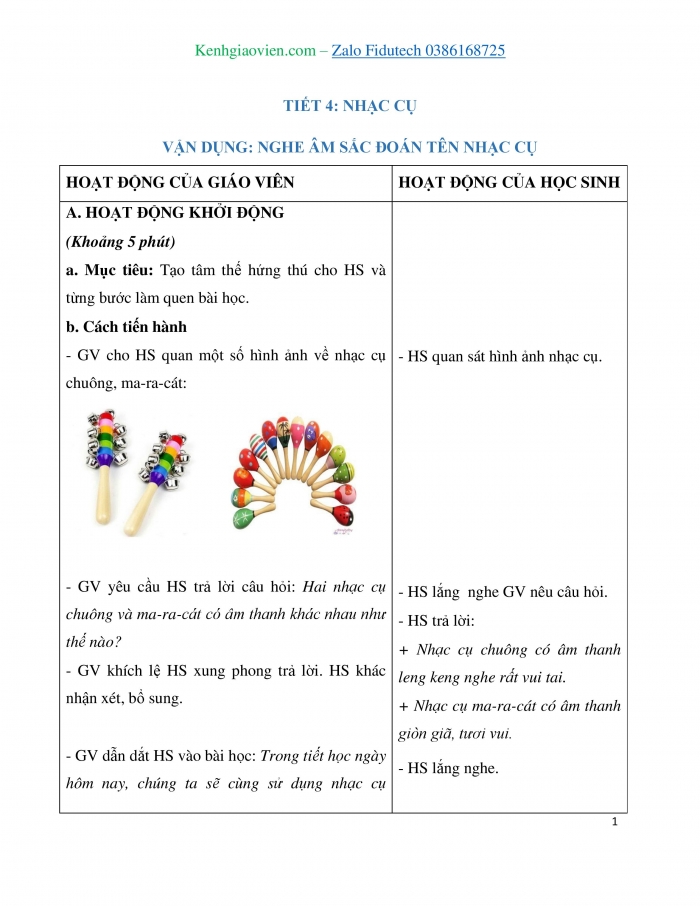 Giáo án và PPT Âm nhạc 3 cánh diều Tiết 26: Nhạc cụ, Vận dụng Nghe âm sắc đoán tên nhạc cụ