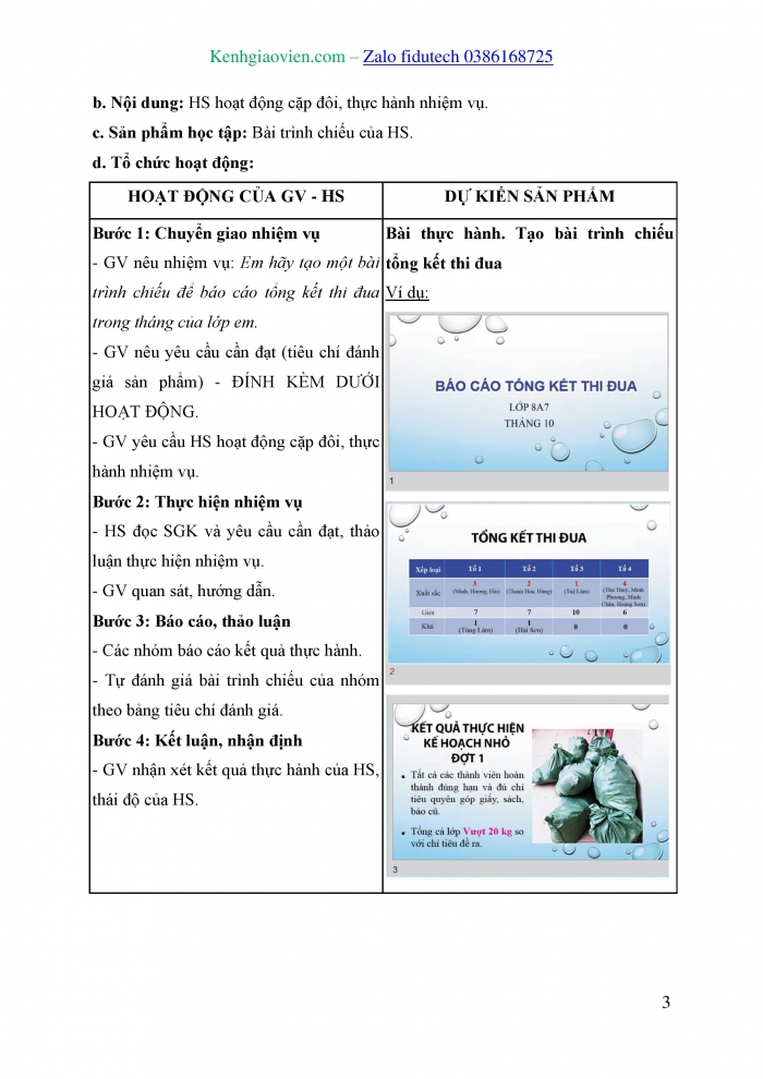 Giáo án và PPT Tin học 8 cánh diều Chủ đề E2 Bài 7: Thực hành sử dụng bản mẫu