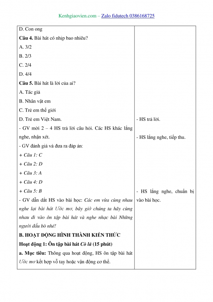 Giáo án và PPT Âm nhạc 4 cánh diều Chủ đề 7: Ước mơ