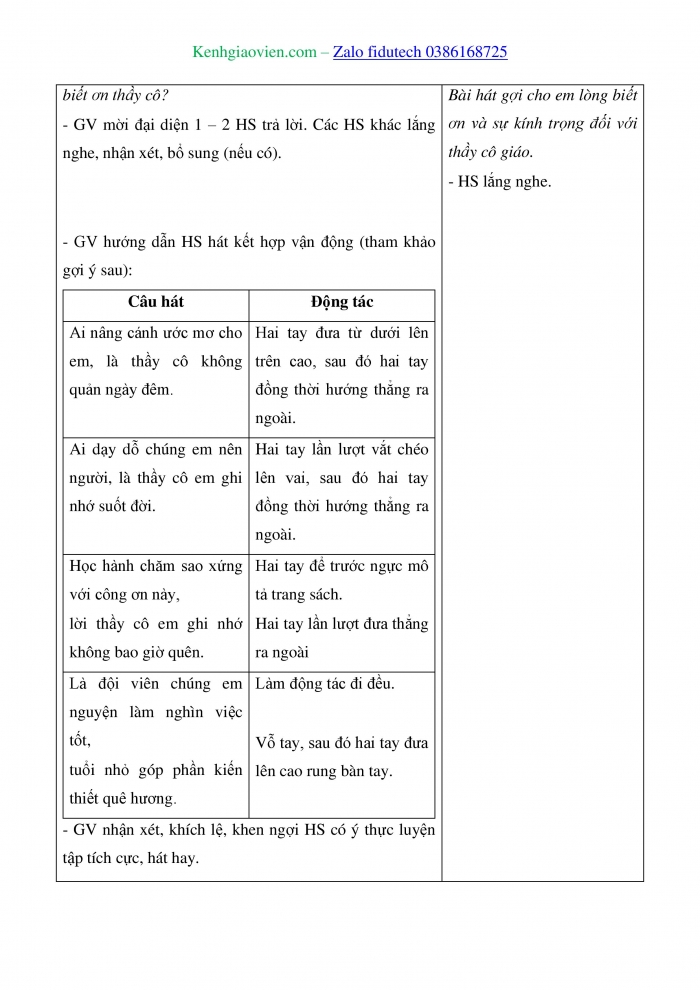 Giáo án và PPT Âm nhạc 4 cánh diều Chủ đề 8: Biết ơn thầy cô