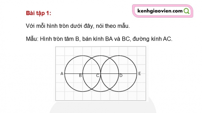 Giáo án điện tử Toán 5 chân trời Bài 47: Đường tròn, hình tròn