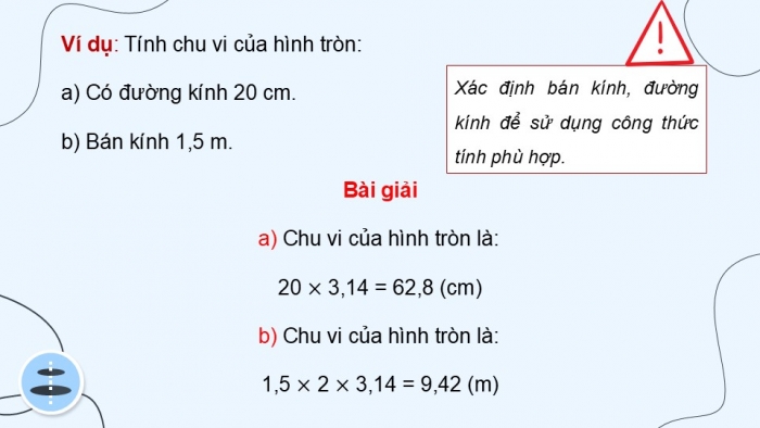 Giáo án điện tử Toán 5 chân trời Bài 48: Chu vi hình tròn