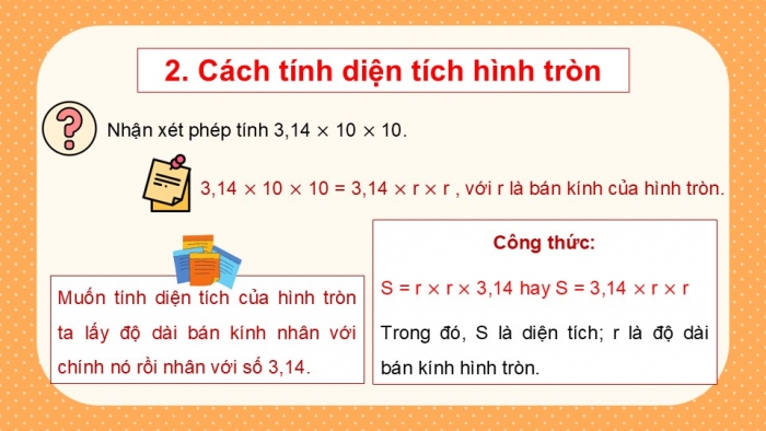 Giáo án điện tử Toán 5 chân trời Bài 49: Diện tích hình tròn