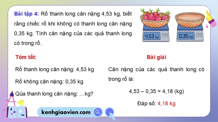 Giáo án điện tử Toán 5 cánh diều Bài 27: Luyện tập