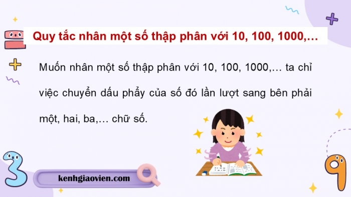 Giáo án điện tử Toán 5 cánh diều Bài 28: Nhân một số thập phân với 10, 100, 1000,...