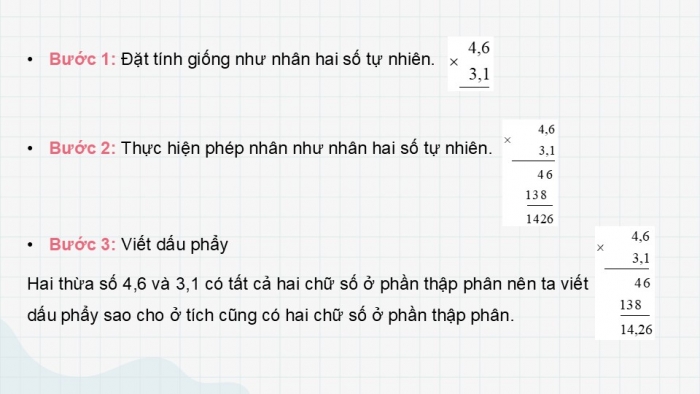 Giáo án điện tử Toán 5 cánh diều Bài 30: Nhân một số thập phân với một số thập phân